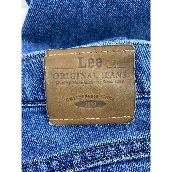 Lee Original Jeans Womens Plus Size 18 L Medium Wash Denim Straight Mom‎ Hi Rise - Picture 4 of 12